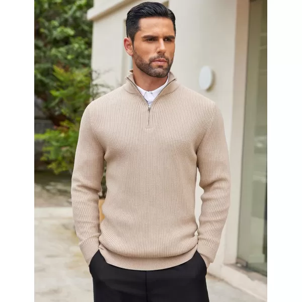 COOFANDY Men's Quarter Zip Sweaters Slim Fit Mock Neck Pullover Sweater Lightweight Knitted Polo Sweaters