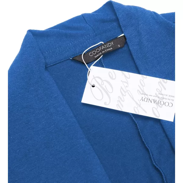 COOFANDY Men's Ruffle Shawl Collar Cardigan Long Sleeve Open Front Lightweight Long Length Drape Cape Overcoat with Pockets