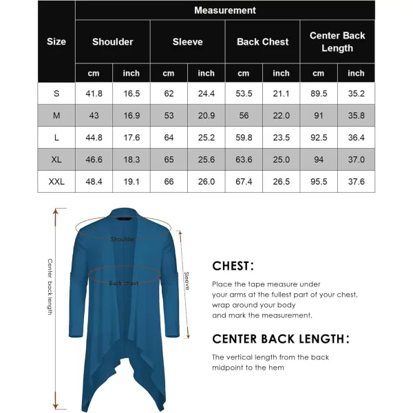COOFANDY Men's Ruffle Shawl Collar Cardigan Long Sleeve Open Front Lightweight Long Length Drape Cape Overcoat with Pockets