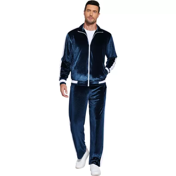 COOFANDY Mens Tracksuit 2 Piece Set Velour Velvet Sweatsuit Jogging Suits Full Zip Jacket Pants Outfits