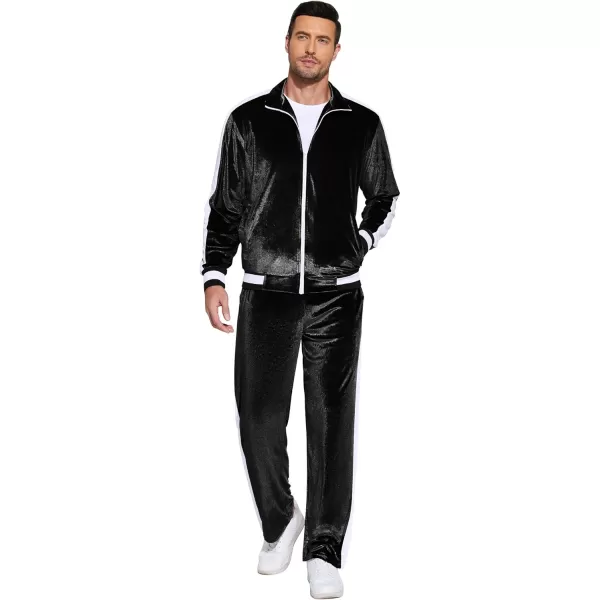 COOFANDY Mens Tracksuit 2 Piece Set Velour Velvet Sweatsuit Jogging Suits Full Zip Jacket Pants Outfits