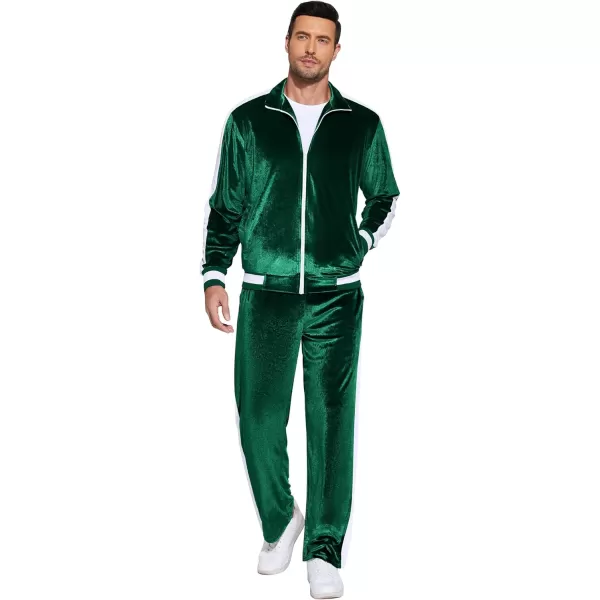 COOFANDY Mens Tracksuit 2 Piece Set Velour Velvet Sweatsuit Jogging Suits Full Zip Jacket Pants Outfits