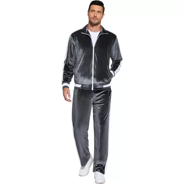 COOFANDY Mens Tracksuit 2 Piece Set Velour Velvet Sweatsuit Jogging Suits Full Zip Jacket Pants Outfits