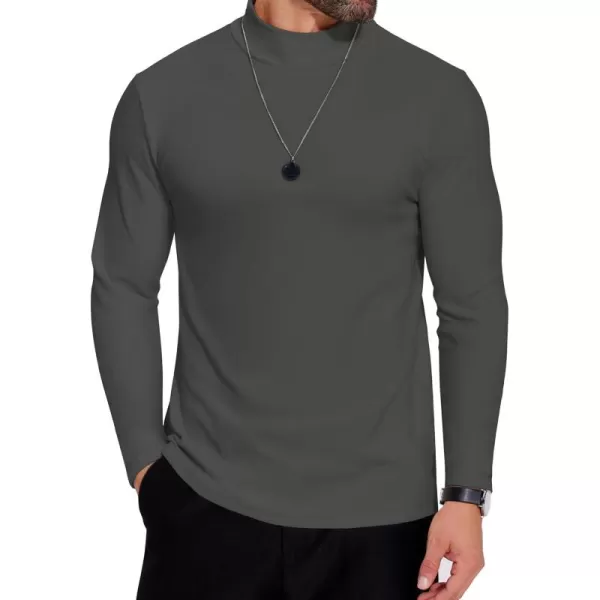 COOFANDY Mens Mock Neck Shirts Fleece Long Sleeve Tops Basic Pullover T-Shirts