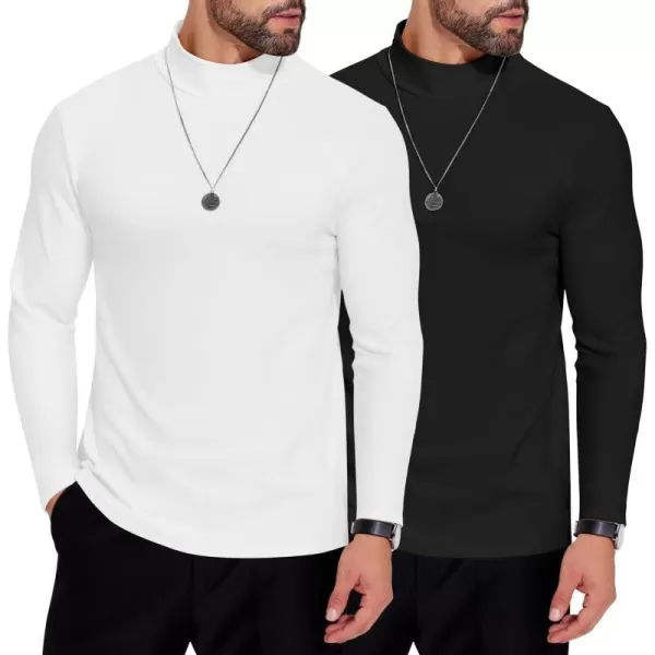COOFANDY Mens Mock Neck Shirts Fleece Long Sleeve Tops Basic Pullover T-Shirts