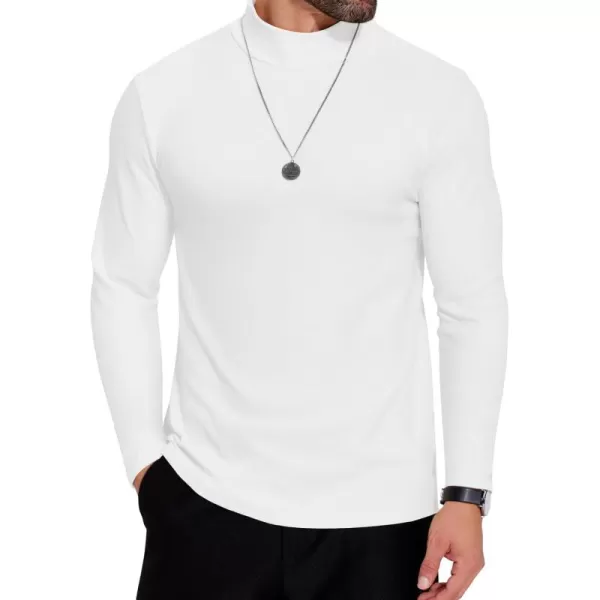 COOFANDY Mens Mock Neck Shirts Fleece Long Sleeve Tops Basic Pullover T-Shirts