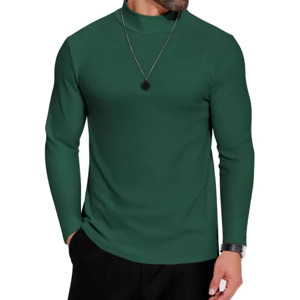 COOFANDY Mens Mock Neck Shirts Fleece Long Sleeve Tops Basic Pullover T-Shirts
