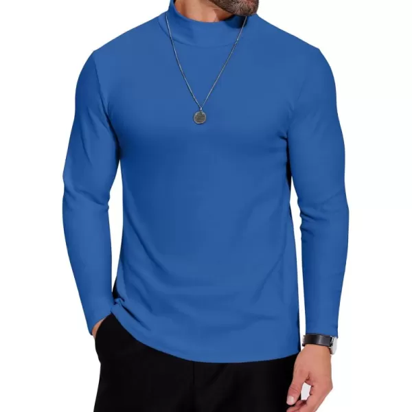 COOFANDY Mens Mock Neck Shirts Fleece Long Sleeve Tops Basic Pullover T-Shirts