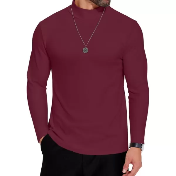 COOFANDY Mens Mock Neck Shirts Fleece Long Sleeve Tops Basic Pullover T-Shirts