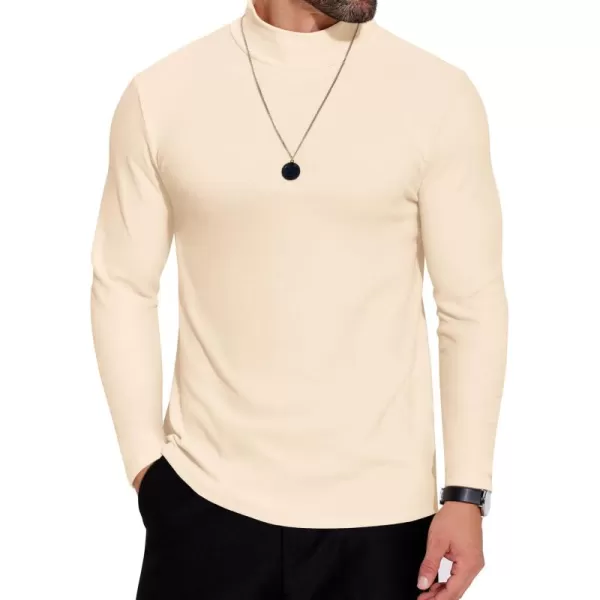 COOFANDY Mens Mock Neck Shirts Fleece Long Sleeve Tops Basic Pullover T-Shirts