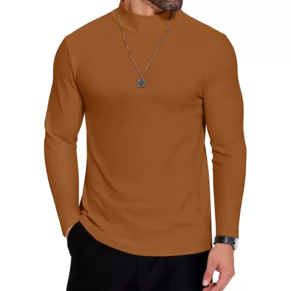 COOFANDY Mens Mock Neck Shirts Fleece Long Sleeve Tops Basic Pullover T-Shirts