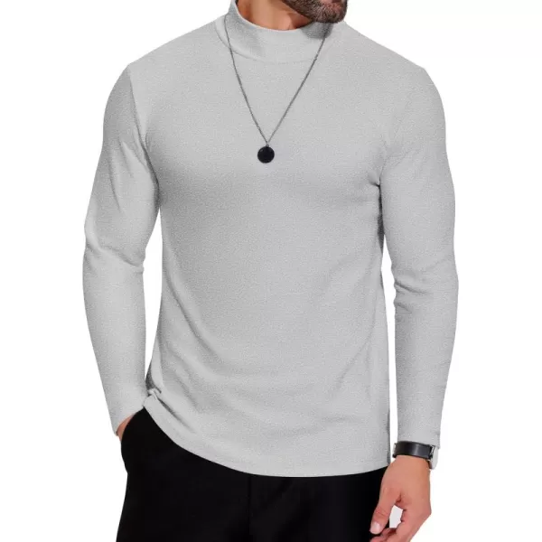 COOFANDY Mens Mock Neck Shirts Fleece Long Sleeve Tops Basic Pullover T-Shirts