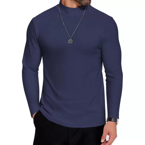 COOFANDY Mens Mock Neck Shirts Fleece Long Sleeve Tops Basic Pullover T-Shirts