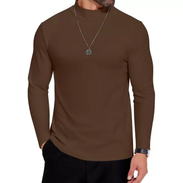 COOFANDY Mens Mock Neck Shirts Fleece Long Sleeve Tops Basic Pullover T-Shirts