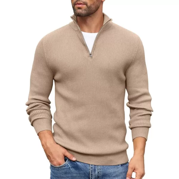 COOFANDY Men's Quarter Zip Sweaters Slim Fit Mock Neck Pullover Sweater Lightweight Knitted Polo Sweaters