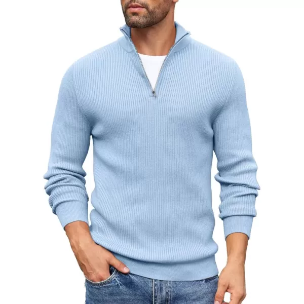 COOFANDY Men's Quarter Zip Sweaters Slim Fit Mock Neck Pullover Sweater Lightweight Knitted Polo Sweaters