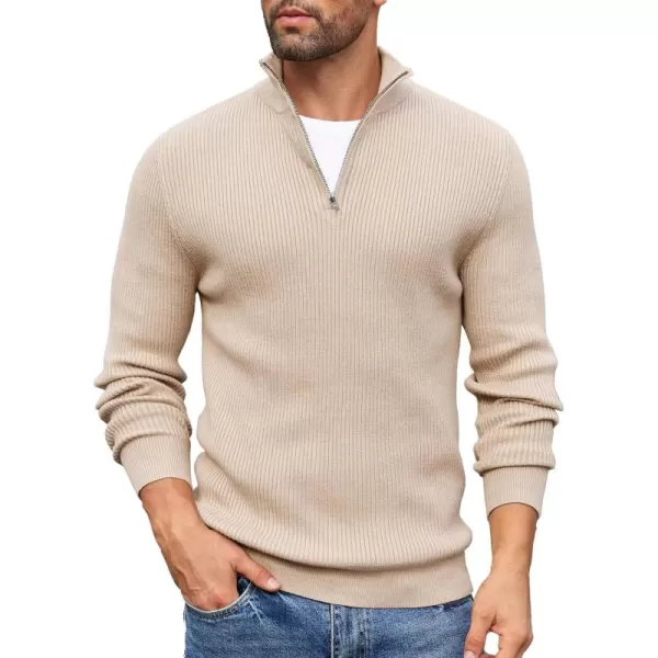 COOFANDY Men's Quarter Zip Sweaters Slim Fit Mock Neck Pullover Sweater Lightweight Knitted Polo Sweaters