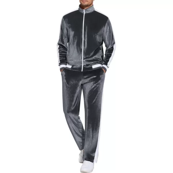 COOFANDY Mens Tracksuit 2 Piece Set Velour Velvet Sweatsuit Jogging Suits Full Zip Jacket Pants Outfits