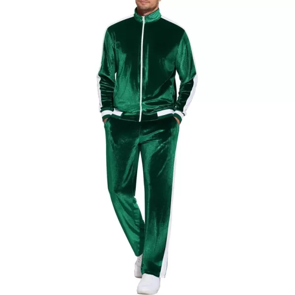 COOFANDY Mens Tracksuit 2 Piece Set Velour Velvet Sweatsuit Jogging Suits Full Zip Jacket Pants Outfits