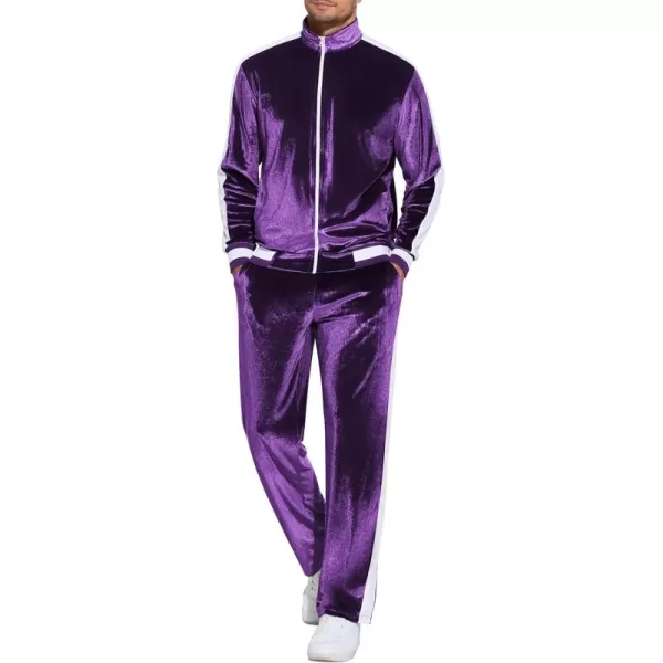 COOFANDY Mens Tracksuit 2 Piece Set Velour Velvet Sweatsuit Jogging Suits Full Zip Jacket Pants Outfits