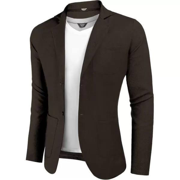imageCOOFANDY Mens Casual Blazers Slim Fit Sport Coats Lightweight Two Button Suit JacketsBrown