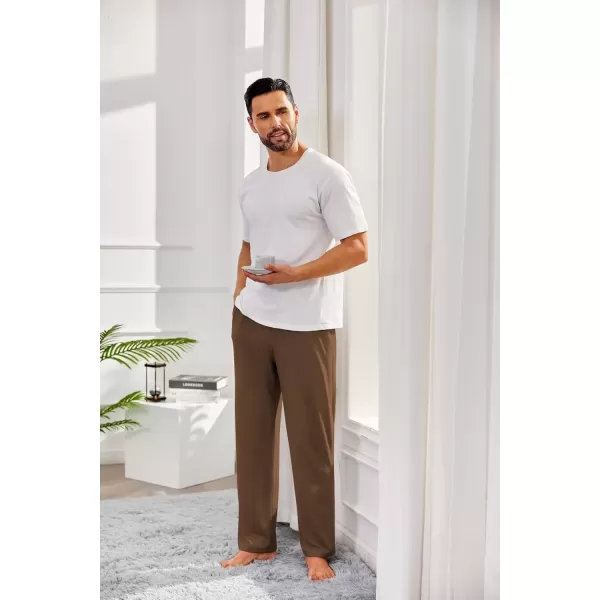 imageCOOFANDY Mens Open Bottom Sweatpants Casual Yoga Pants Lightweight Jogger Lounge Pants with PocketsBrown
