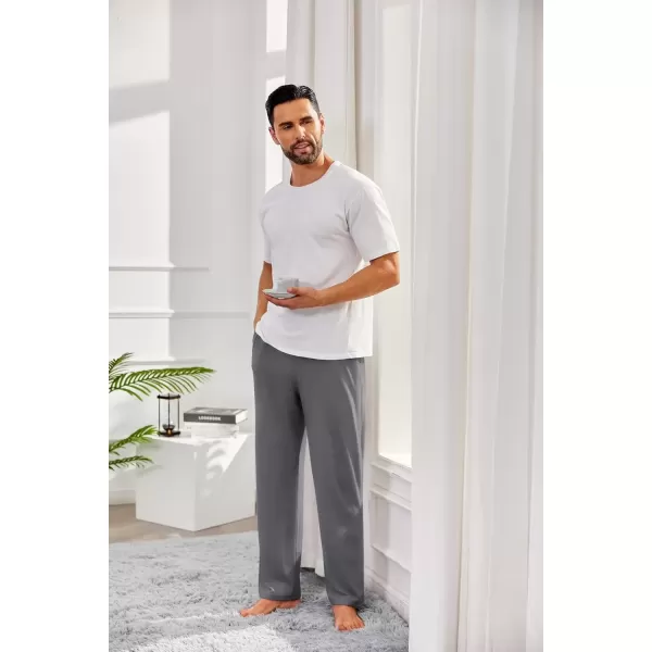 imageCOOFANDY Mens Open Bottom Sweatpants Casual Yoga Pants Lightweight Jogger Lounge Pants with PocketsDark Grey
