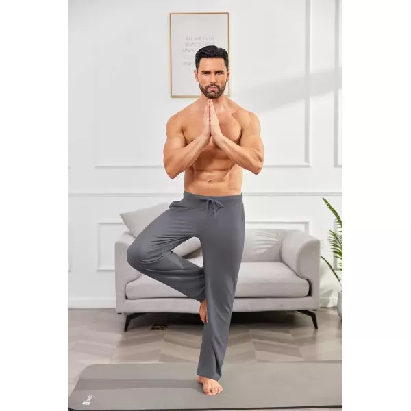 imageCOOFANDY Mens Open Bottom Sweatpants Casual Yoga Pants Lightweight Jogger Lounge Pants with PocketsDark Grey