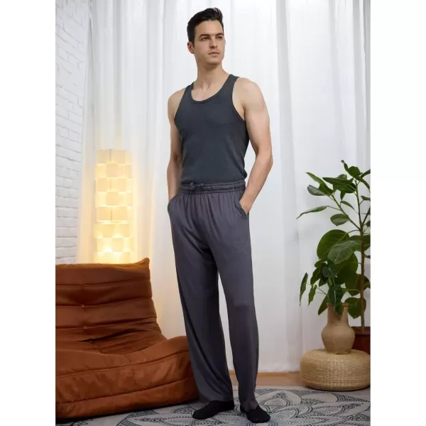 imageCOOFANDY Mens Open Bottom Sweatpants Casual Yoga Pants Lightweight Jogger Lounge Pants with PocketsDark Grey