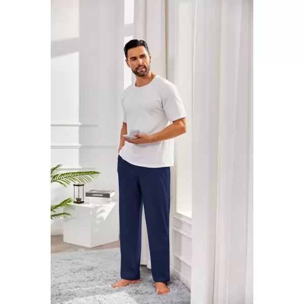 imageCOOFANDY Mens Open Bottom Sweatpants Casual Yoga Pants Lightweight Jogger Lounge Pants with PocketsNavy Blue
