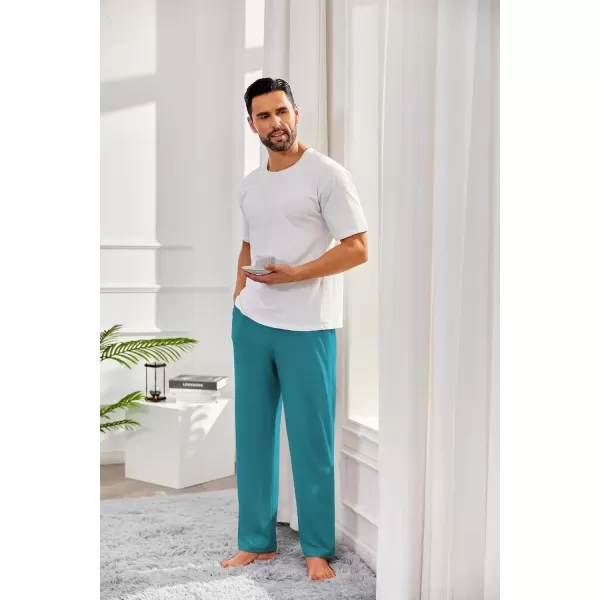 imageCOOFANDY Mens Open Bottom Sweatpants Casual Yoga Pants Lightweight Jogger Lounge Pants with PocketsOcean Blue