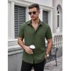 imageCOOFANDY Mens Dress Shirts Stain Shield Short Sleeve Button Down Shirts Summer Wrinkle Free Business Casual ShirtArmy Green