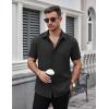imageCOOFANDY Mens Dress Shirts Stain Shield Short Sleeve Button Down Shirts Summer Wrinkle Free Business Casual ShirtBlack