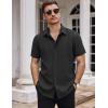 imageCOOFANDY Mens Dress Shirts Stain Shield Short Sleeve Button Down Shirts Summer Wrinkle Free Business Casual ShirtBlack