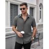 imageCOOFANDY Mens Dress Shirts Stain Shield Short Sleeve Button Down Shirts Summer Wrinkle Free Business Casual ShirtDark Grey