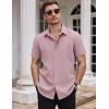 imageCOOFANDY Mens Dress Shirts Stain Shield Short Sleeve Button Down Shirts Summer Wrinkle Free Business Casual ShirtDark Pink