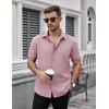 imageCOOFANDY Mens Dress Shirts Stain Shield Short Sleeve Button Down Shirts Summer Wrinkle Free Business Casual ShirtDark Pink