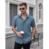 imageCOOFANDY Mens Dress Shirts Stain Shield Short Sleeve Button Down Shirts Summer Wrinkle Free Business Casual ShirtGrey Blue