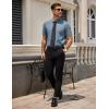 imageCOOFANDY Mens Dress Shirts Stain Shield Short Sleeve Button Down Shirts Summer Wrinkle Free Business Casual ShirtGrey Blue