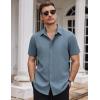 imageCOOFANDY Mens Dress Shirts Stain Shield Short Sleeve Button Down Shirts Summer Wrinkle Free Business Casual ShirtGrey Blue