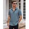 imageCOOFANDY Mens Dress Shirts Stain Shield Short Sleeve Button Down Shirts Summer Wrinkle Free Business Casual ShirtGrey Blue
