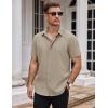 imageCOOFANDY Mens Dress Shirts Stain Shield Short Sleeve Button Down Shirts Summer Wrinkle Free Business Casual ShirtKhaki