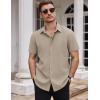 imageCOOFANDY Mens Dress Shirts Stain Shield Short Sleeve Button Down Shirts Summer Wrinkle Free Business Casual ShirtKhaki