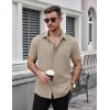 imageCOOFANDY Mens Dress Shirts Stain Shield Short Sleeve Button Down Shirts Summer Wrinkle Free Business Casual ShirtKhaki
