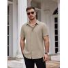 imageCOOFANDY Mens Dress Shirts Stain Shield Short Sleeve Button Down Shirts Summer Wrinkle Free Business Casual ShirtKhaki