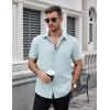 imageCOOFANDY Mens Dress Shirts Stain Shield Short Sleeve Button Down Shirts Summer Wrinkle Free Business Casual ShirtLight Blue