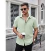 imageCOOFANDY Mens Dress Shirts Stain Shield Short Sleeve Button Down Shirts Summer Wrinkle Free Business Casual ShirtLight Green