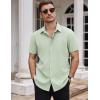 imageCOOFANDY Mens Dress Shirts Stain Shield Short Sleeve Button Down Shirts Summer Wrinkle Free Business Casual ShirtLight Green