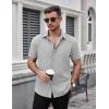 imageCOOFANDY Mens Dress Shirts Stain Shield Short Sleeve Button Down Shirts Summer Wrinkle Free Business Casual ShirtLight Grey