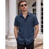 imageCOOFANDY Mens Dress Shirts Stain Shield Short Sleeve Button Down Shirts Summer Wrinkle Free Business Casual ShirtNavy Blue